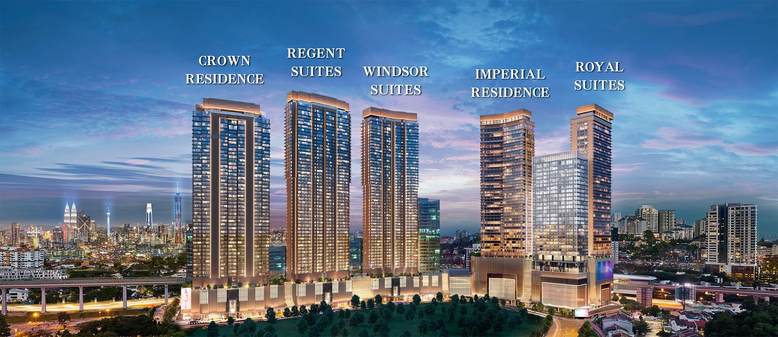 Pavilion Damansara Heights integrated development at night